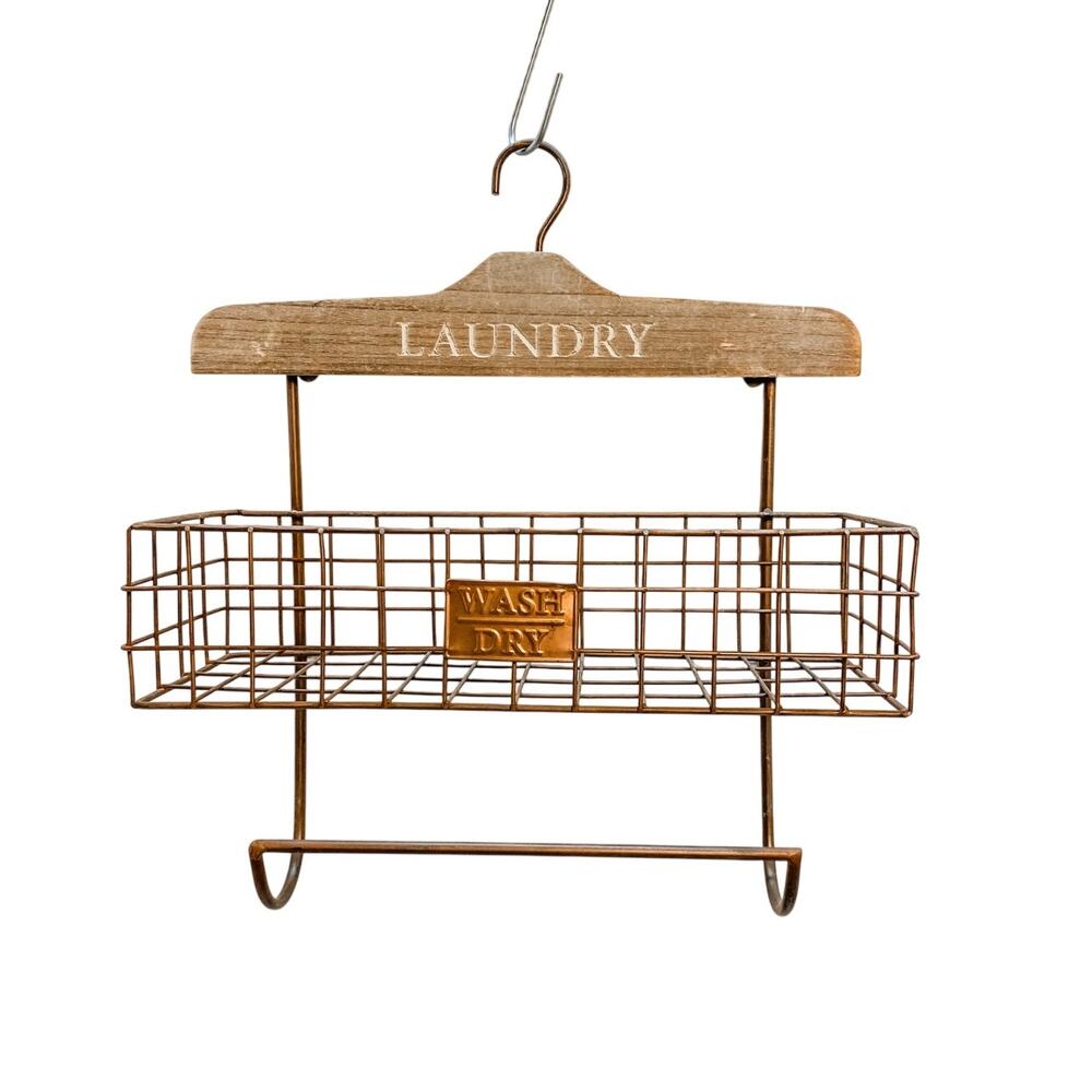 Vintage Rustic Style Laundry Wall Organizer Towel Holder